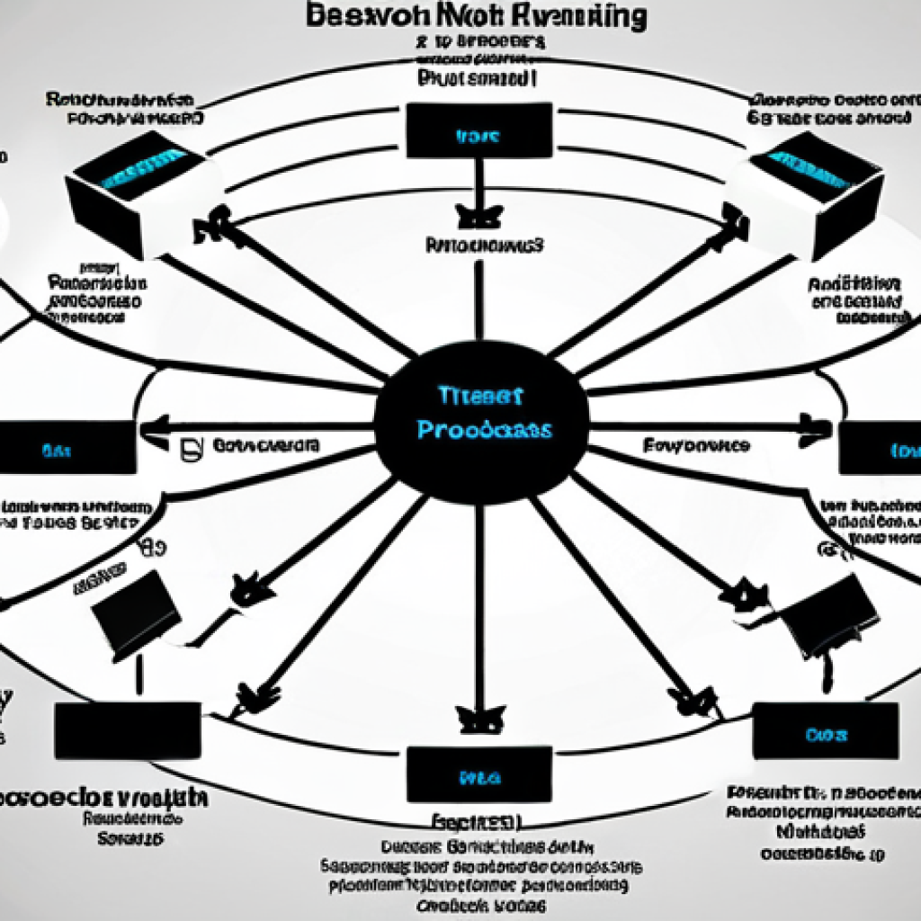 **

Strategic network planning: a detailed network diagram with users, devices, routers, firewalls, and servers connected. Highlighted areas showcase threat analysis, data backup processes, and security protocols.

**