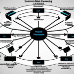 **

Strategic network planning: a detailed network diagram with users, devices, routers, firewalls, and servers connected. Highlighted areas showcase threat analysis, data backup processes, and security protocols.

**