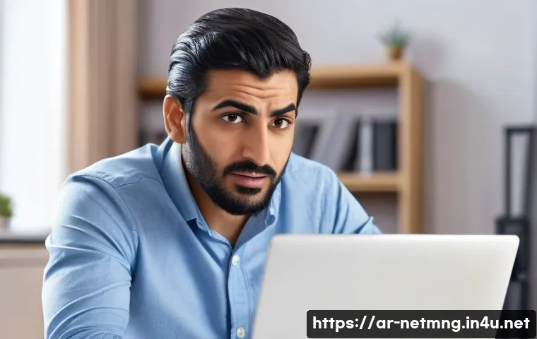 네트워크 보안 실무 사례 - **Cybersecurity Vigilance at Home**
    A detailed, realistic photograph of an Arab man, aged 40-50,...